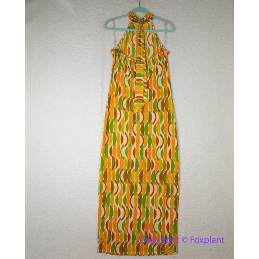 Eloquii Maxi Dress Groovy 70's Funky Sunrise‎ Cabana Halter, size 14 - Picture 9 of 16